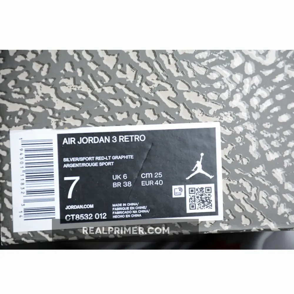 AIR JORDAN 3 RETRO 2021 SILVER/LIGHT GRAPHITE/ORANGE PEEL/SPORT RED CT8532-012