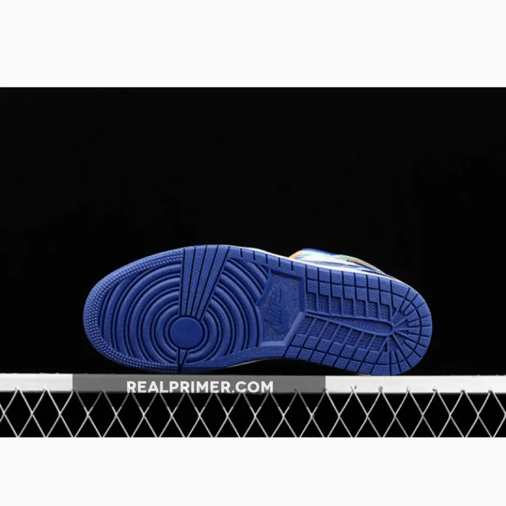 AIR JORDAN 1 MID GS GEOMETRIC PINT WHITE/WHITE/CONCORD/CHLORINE BLUE 555112-105