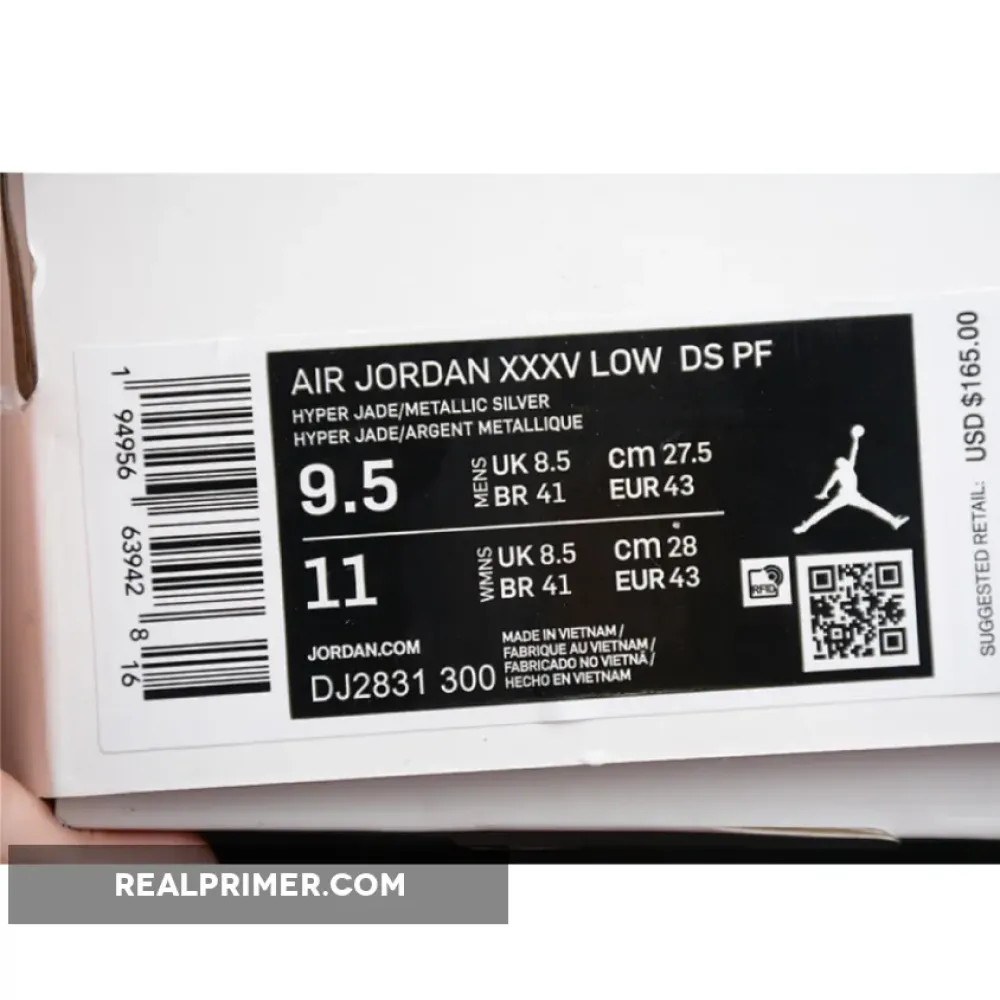 AIR JORDAN 35 LOW DS PF REFLEXOLOGY HYPER JADE/METALLIC SILVER/MULTI-COLOR DJ2831-300