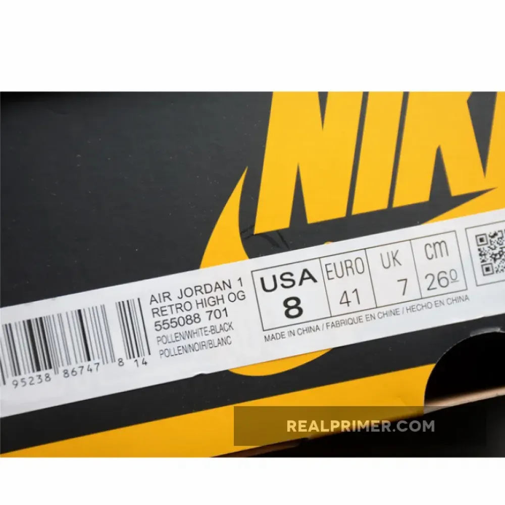 CJ AIR JORDAN 1 HIGH RETRO OG POLLEN/BLACK/WHITE 555088-701