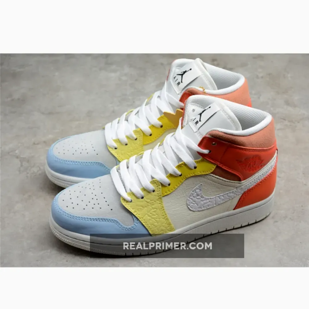 CJ AIR JORDAN 1 MID TO MY FIRST COACH WHITE/LIGHT ZITRON/SUMMIT WHITE DJ6908-100