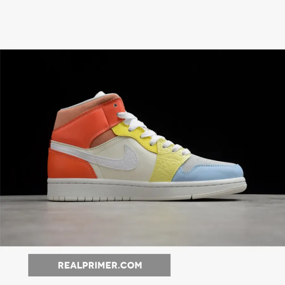 CJ AIR JORDAN 1 MID TO MY FIRST COACH WHITE/LIGHT ZITRON/SUMMIT WHITE DJ6908-100