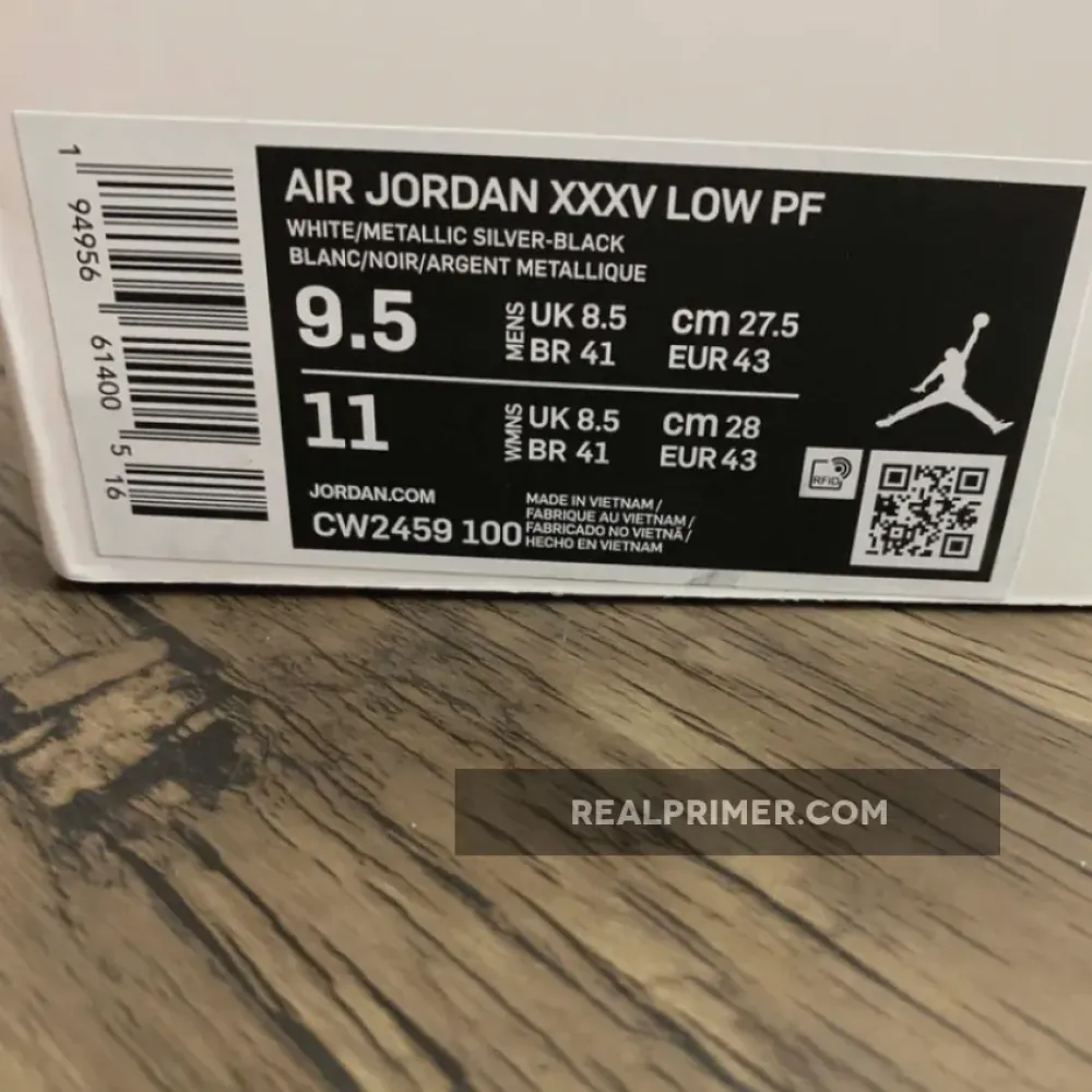AIR JORDAN 35 LOW PF WHITE/WHITE/METALLIC SILVER CW2459-100