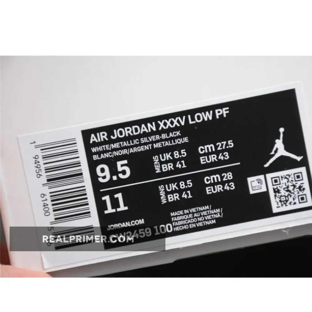 AIR JORDAN 35 LOW PF WHITE/WHITE/METALLIC SILVER CW2459-100