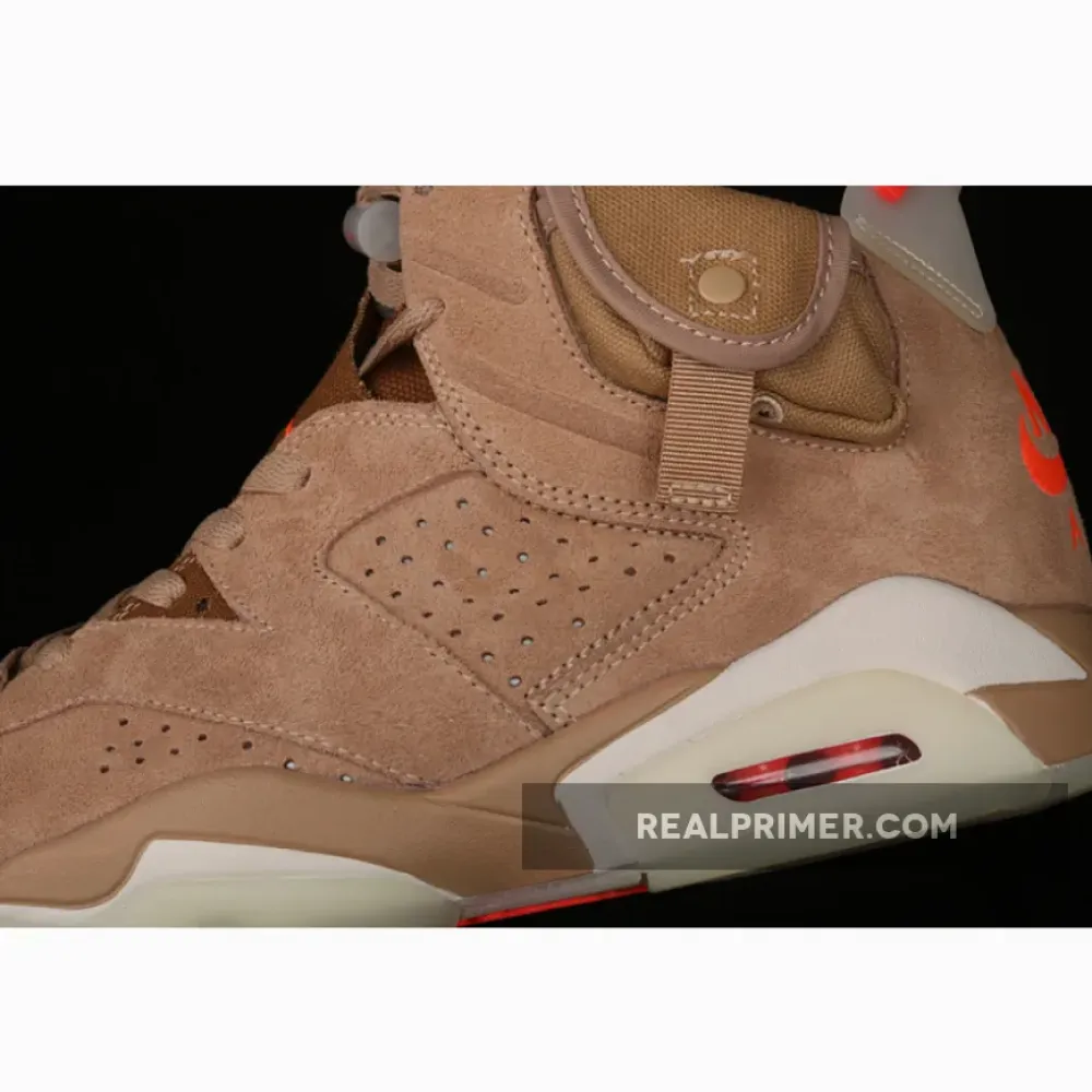 TRAVIS SCOTT X AIR JORDAN 6 RETRO BRITISH KHAKI/SAIL/BRIGHT CRIMSON DH0690-200