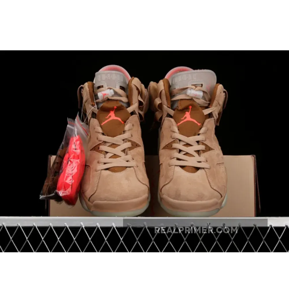 TRAVIS SCOTT X AIR JORDAN 6 RETRO BRITISH KHAKI/SAIL/BRIGHT CRIMSON DH0690-200