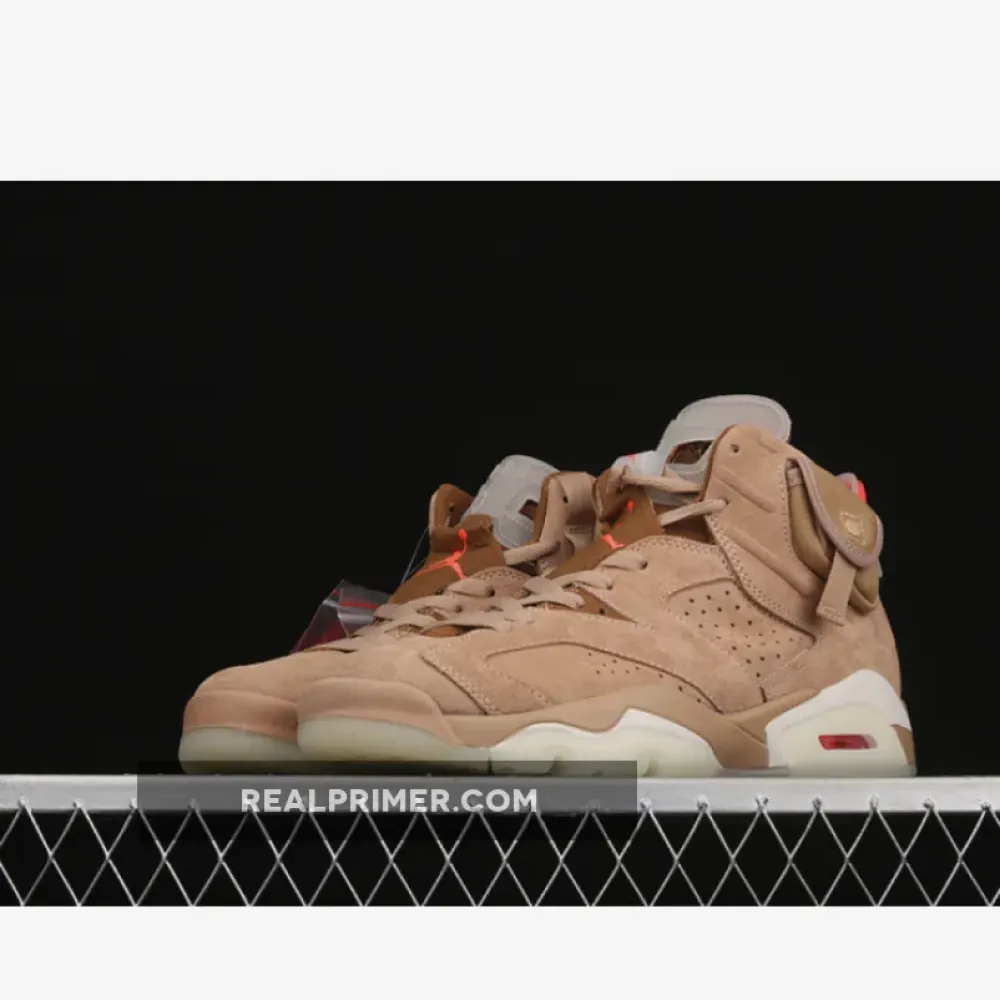 TRAVIS SCOTT X AIR JORDAN 6 RETRO BRITISH KHAKI/SAIL/BRIGHT CRIMSON DH0690-200