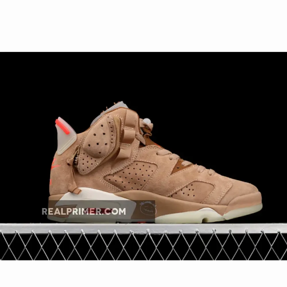 TRAVIS SCOTT X AIR JORDAN 6 RETRO BRITISH KHAKI/SAIL/BRIGHT CRIMSON DH0690-200