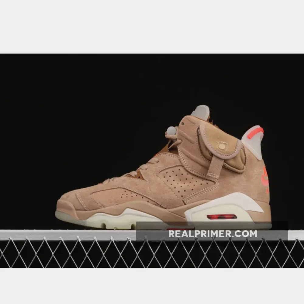 TRAVIS SCOTT X AIR JORDAN 6 RETRO BRITISH KHAKI/SAIL/BRIGHT CRIMSON DH0690-200