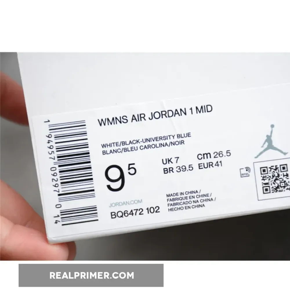 CJ AIR JORDAN 1 MID WHITE/UNIVERSITY BLUE/BLACK BQ6472-102