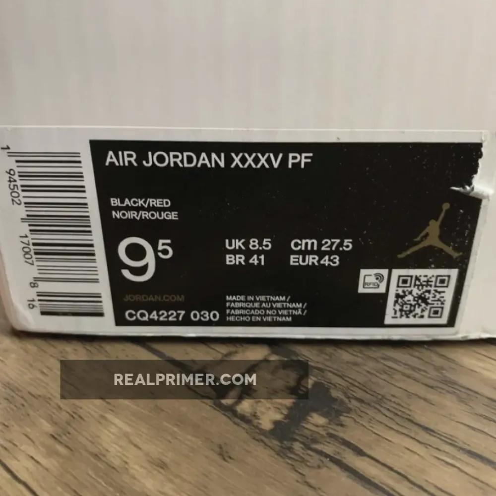 AIR JORDAN 35 BRED BLACK/FIRE RED/REFLECTIVE SILVER CQ4227-030