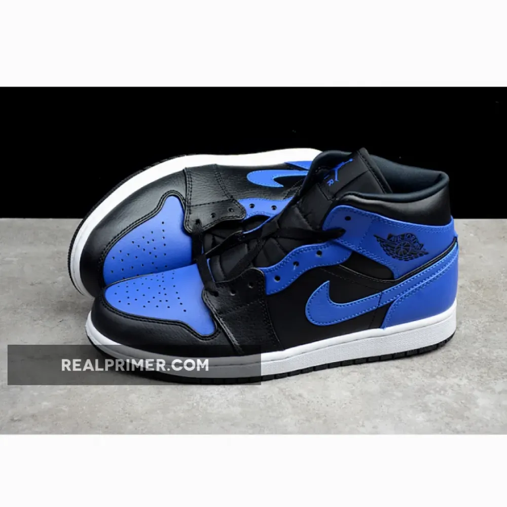 CJ AIR JORDAN 1 MID GAME ROYAL BLACK/METALLIC PLATINUM-GAME ROYAL 554724-007