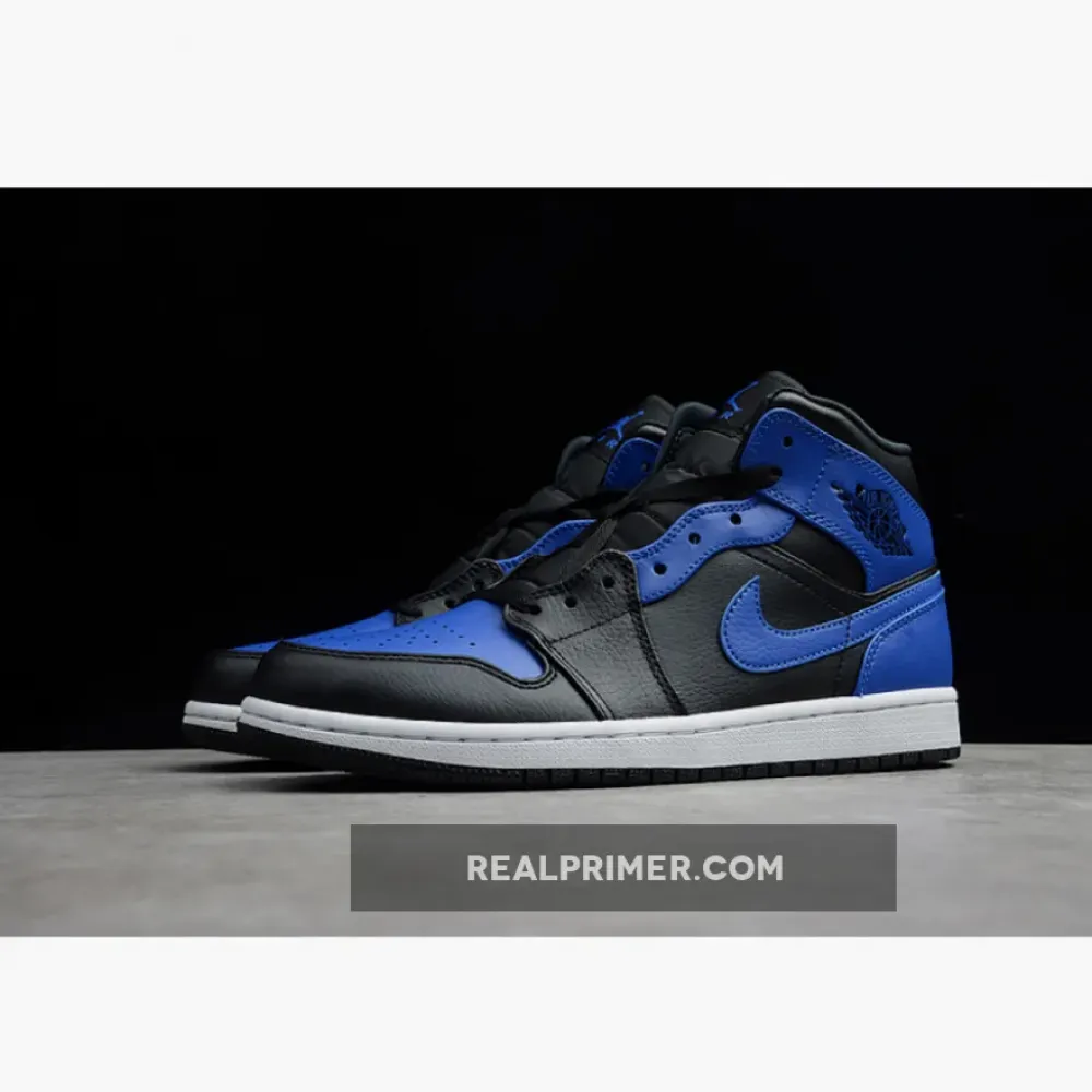 CJ AIR JORDAN 1 MID GAME ROYAL BLACK/METALLIC PLATINUM-GAME ROYAL 554724-007