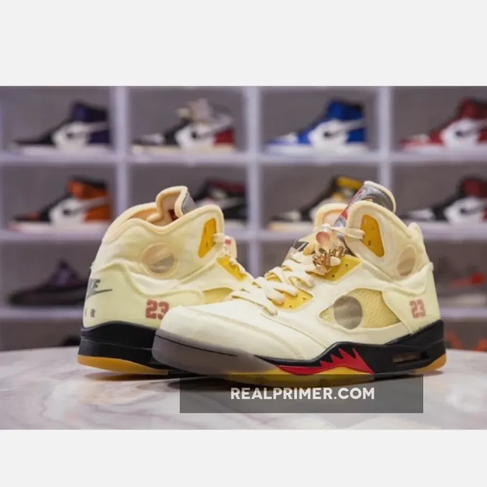 H12 OW X AIR JORDAN 5 SP SAIL/FIRE RED/MUSLIN/BLACK DH8565-100