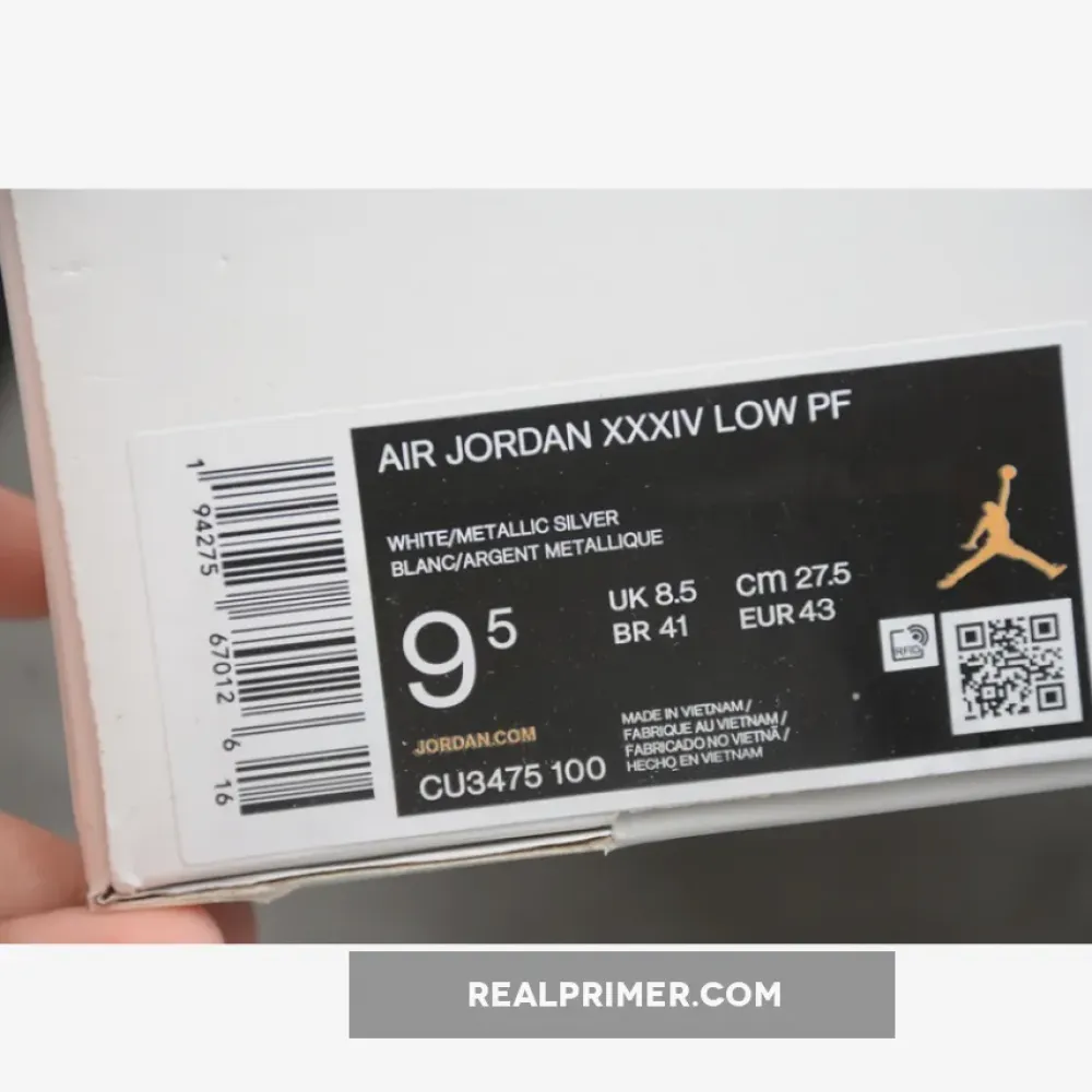 AIR JORDAN 34 LOW PF CRISPY WHITE/METALLIC SILVER CU3475-100