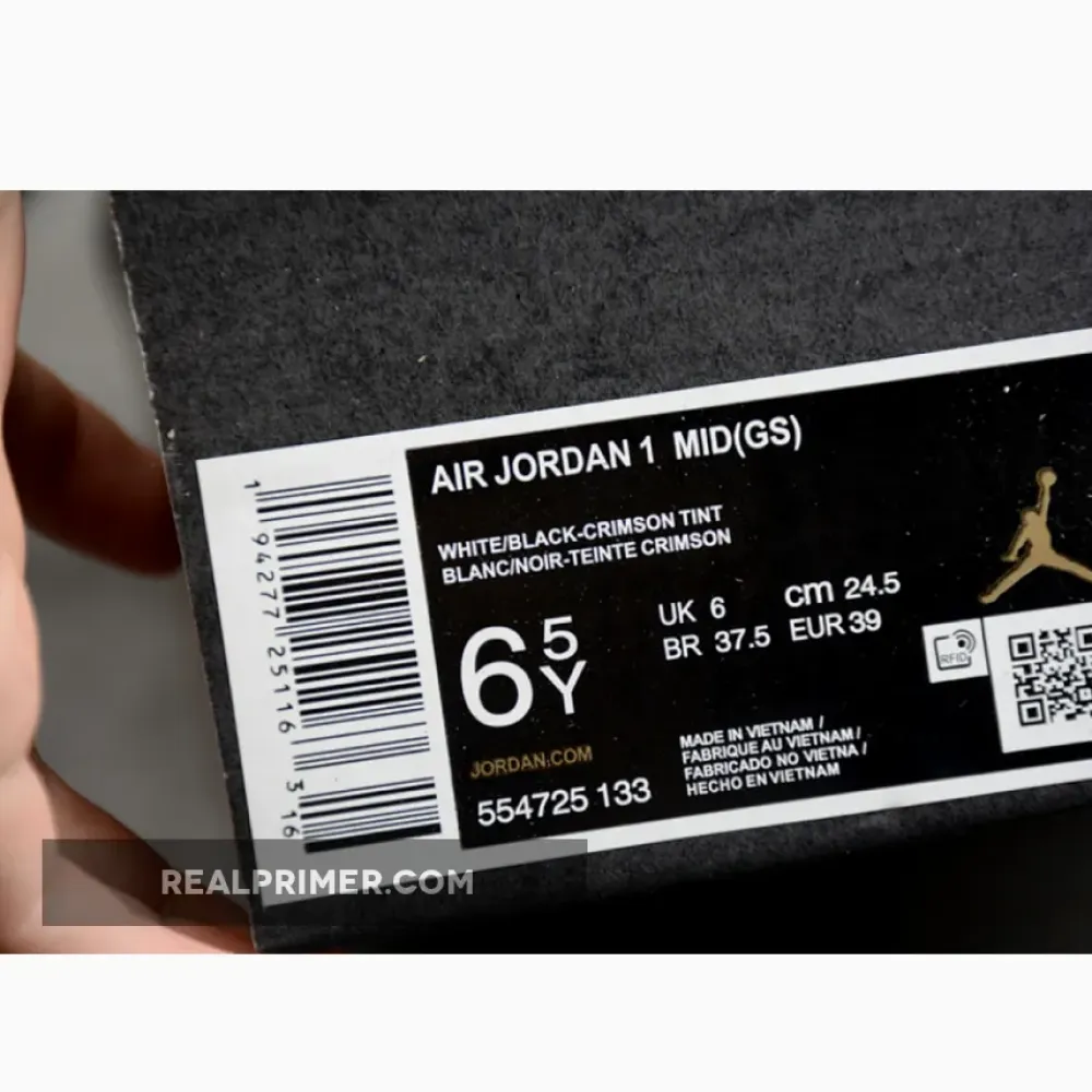 AIR JORDAN 1 MID CRIMSON TINT WHITE/BLACK/PINK 554725-133