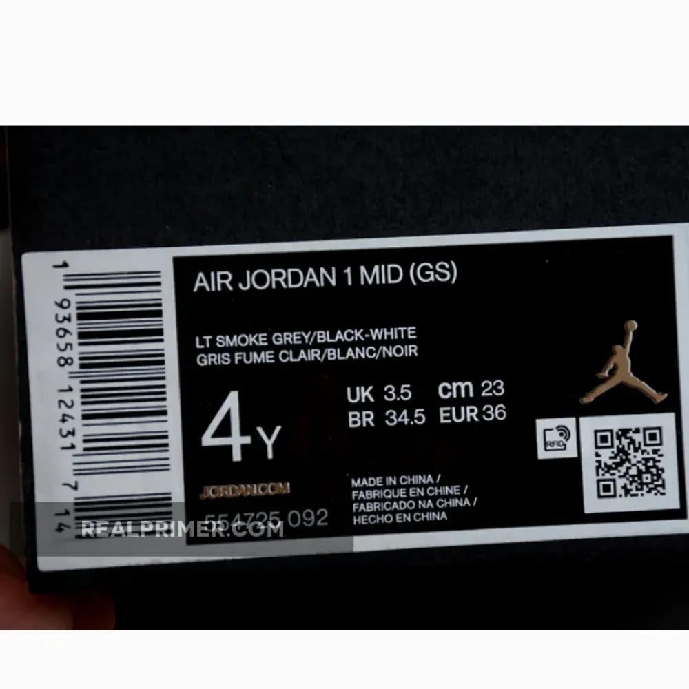 AIR JORDAN 1 MID COOL GREY/BLACK/WHITE 554725-092