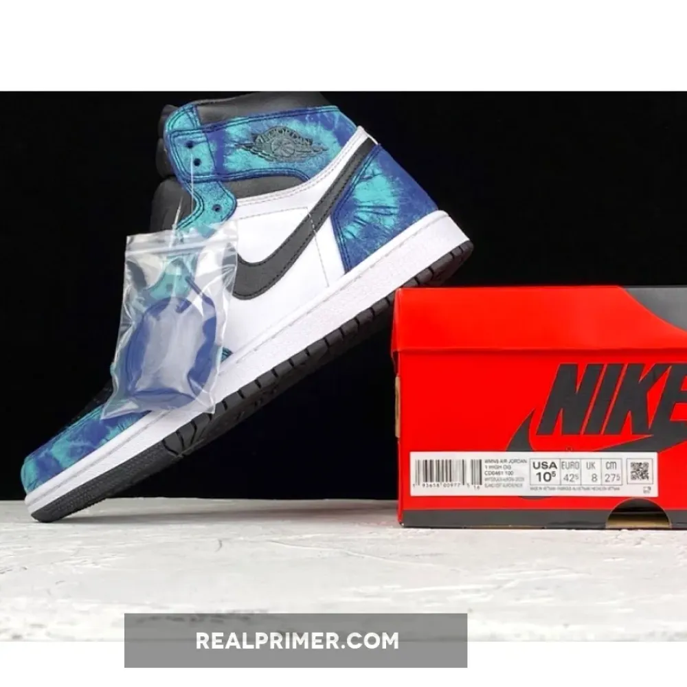 OG AIR JORDAN 1 RETRO HIGH OG TIE DYE WHITE/BLACK-AURORA GREEN CD0461-100