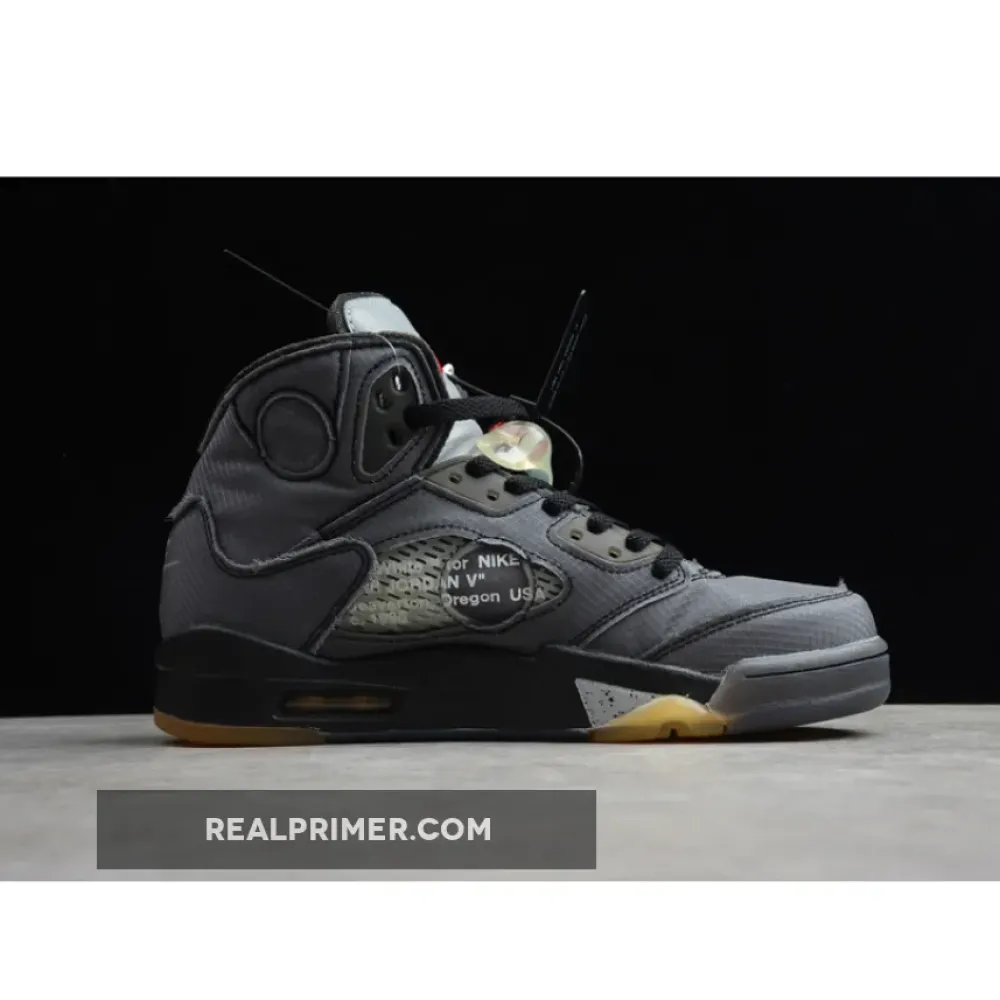 CJ AIR JORDAN 5 RETRO SP X OW BLACK/MUSLIN-FIRE RED CT8480-001