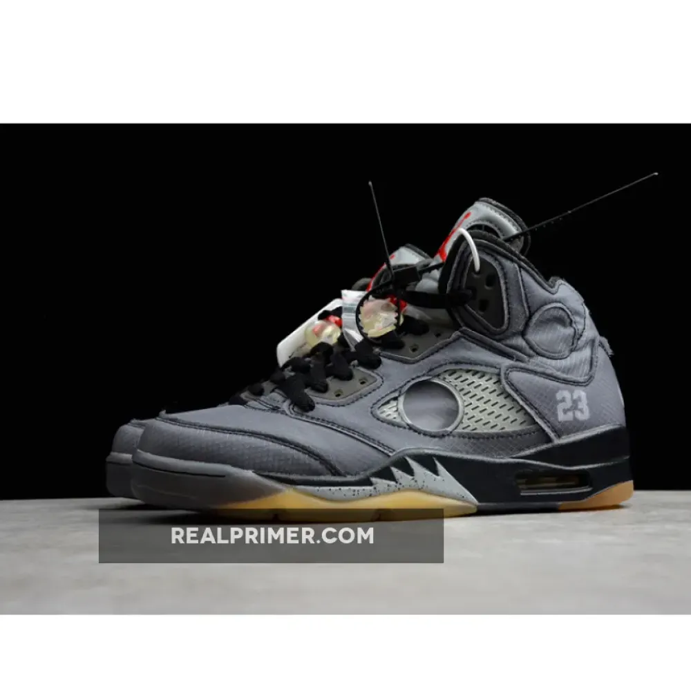 CJ AIR JORDAN 5 RETRO SP X OW BLACK/MUSLIN-FIRE RED CT8480-001