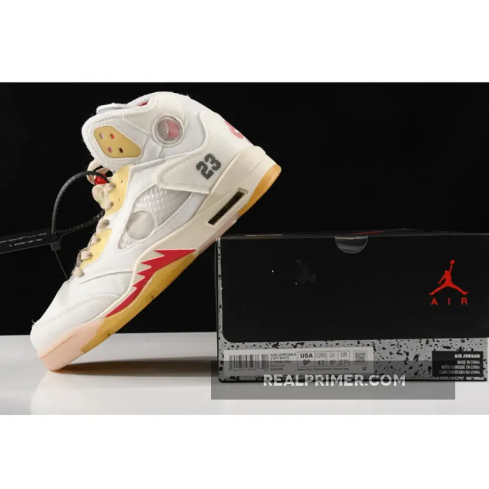 OW X AIR JORDAN 5 WHITE/FIRE RED CT8480-002
