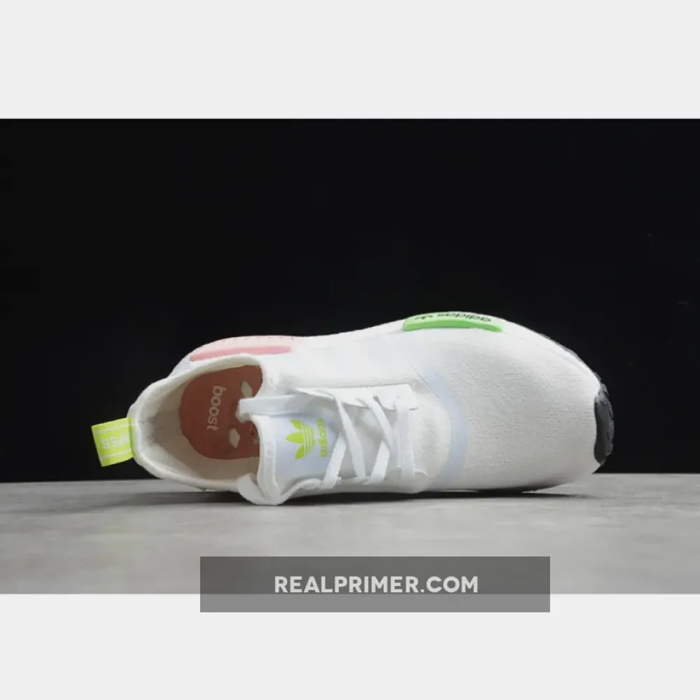 NMD_R1 SHOES CLOUD WHITE/GREEN/PINK FX0106