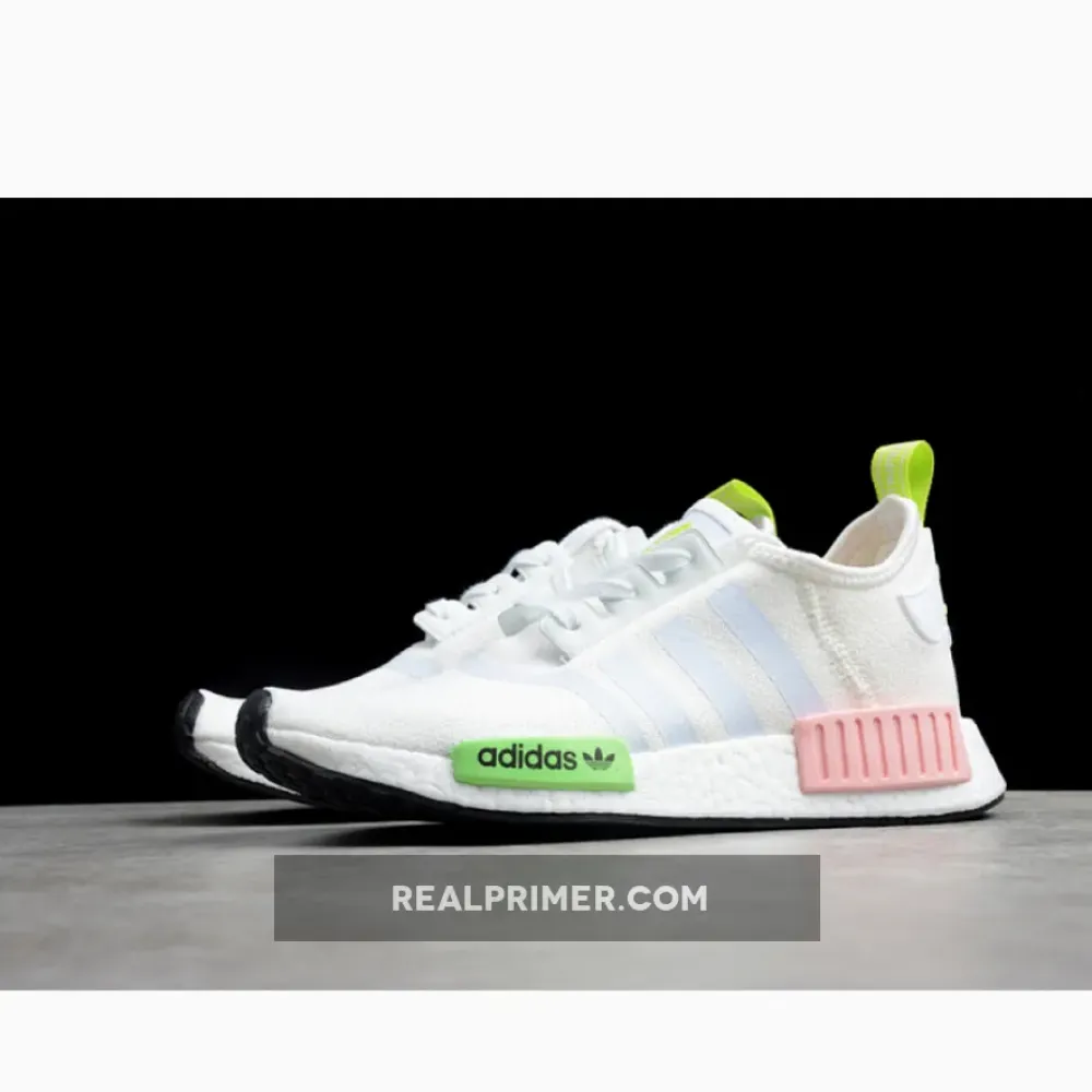 NMD_R1 SHOES CLOUD WHITE/GREEN/PINK FX0106
