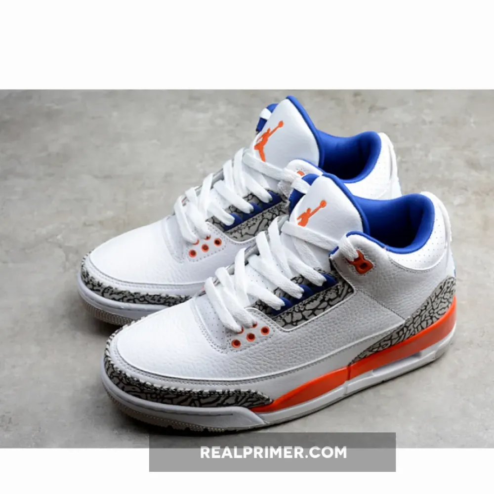 GZ AIR JORDAN 3 RETRO KNICKS WHITE/OLD ROYAL/ORANGE/GREY 136064-148