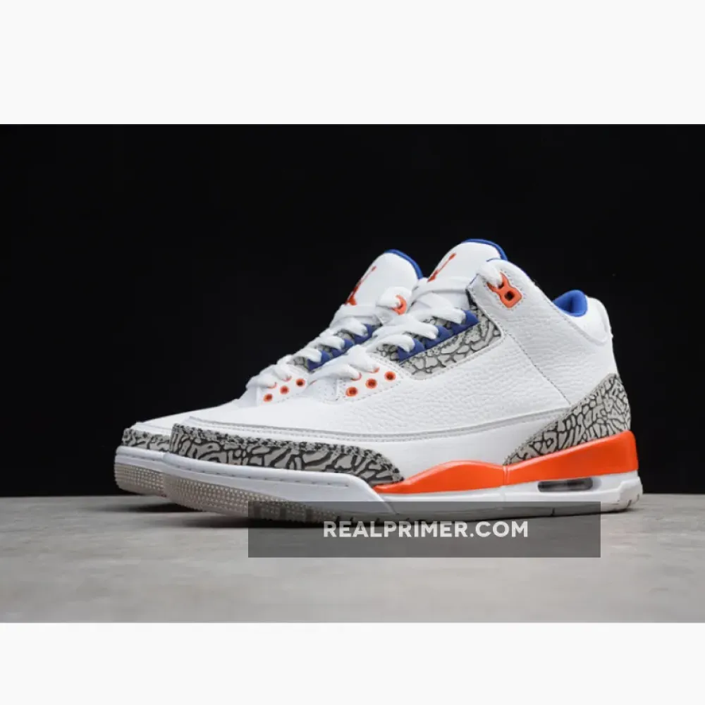 GZ AIR JORDAN 3 RETRO KNICKS WHITE/OLD ROYAL/ORANGE/GREY 136064-148