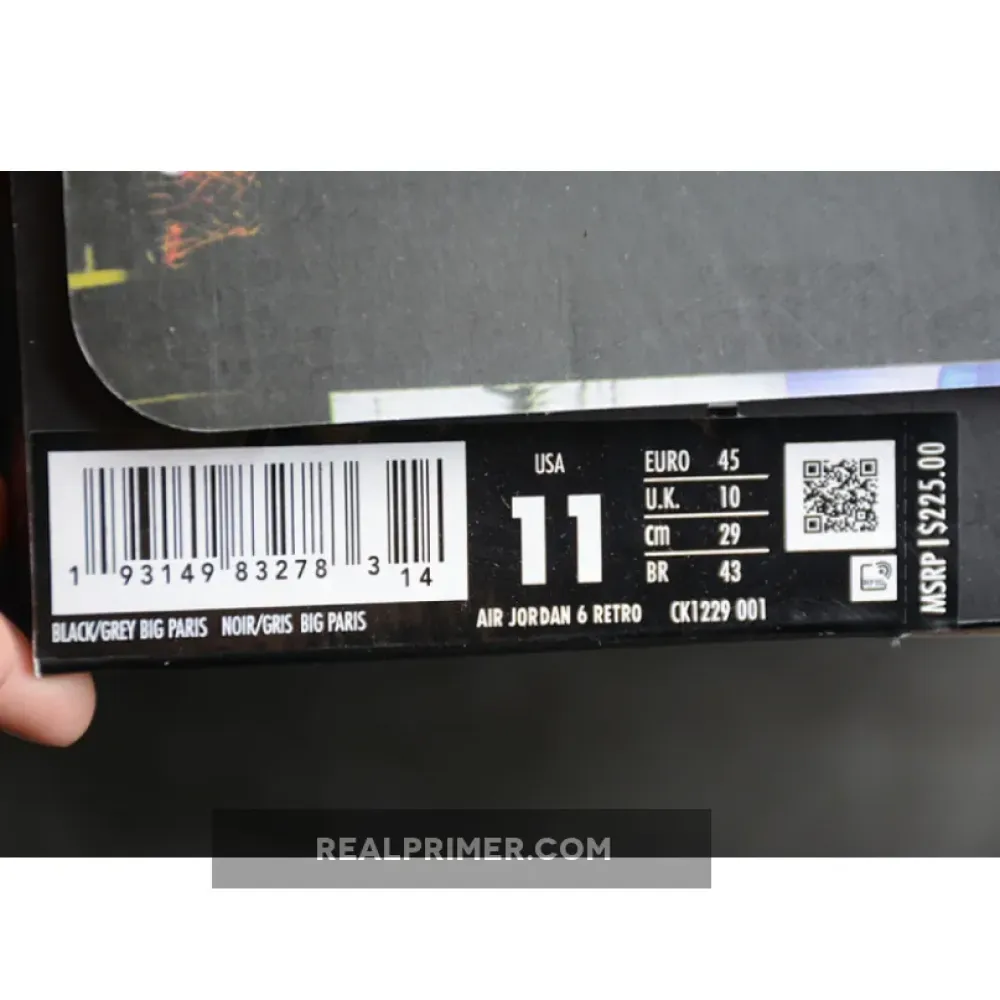 GZ AIR JORDAN 6 RETRO PSG PARIS SAINT-GERMAIN IRON GREY/BLACK CK1229-001