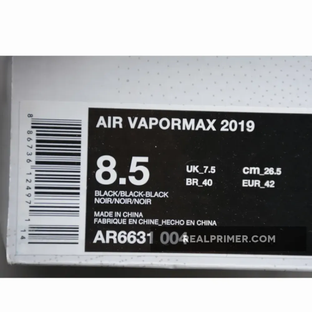 CJ AIR VAPORMAX 2019 TRIPLE BLACK/BLACK-BLACK AR6631-004