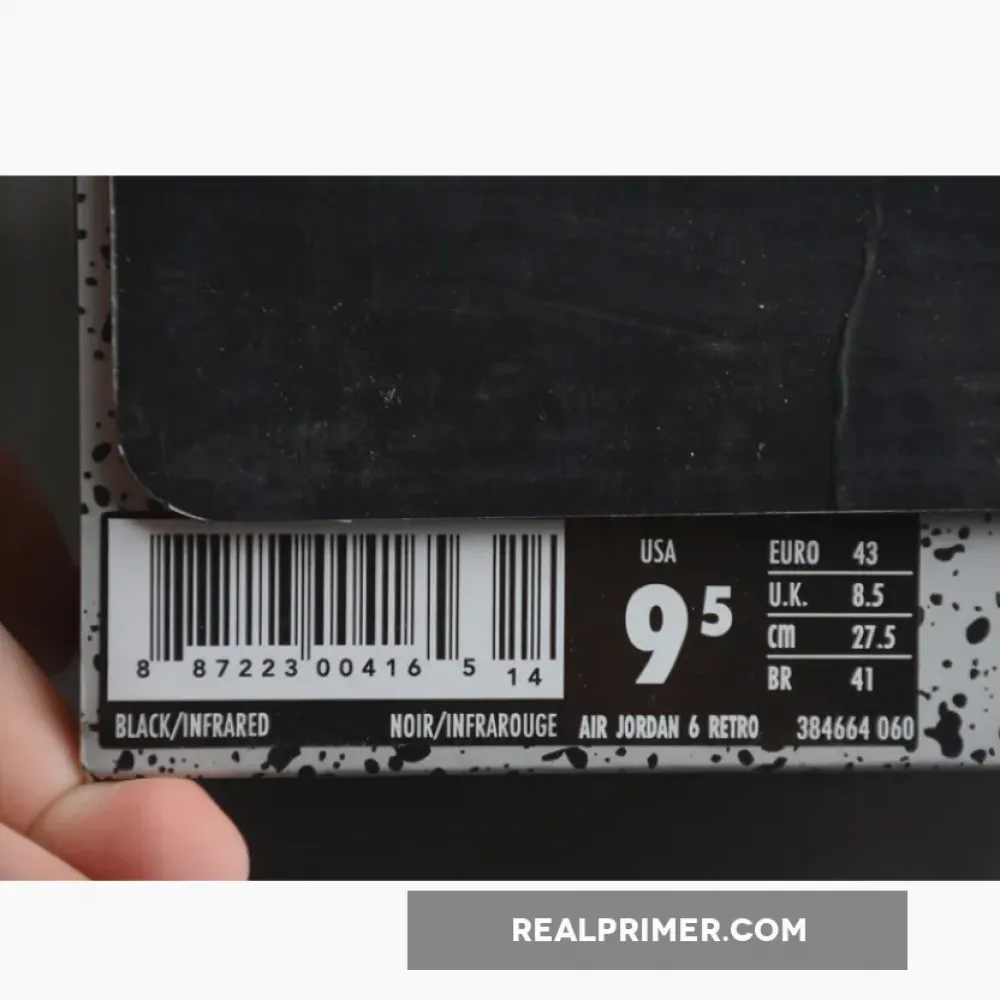 CJ AIR JORDAN 6 RETRO BLACK/INFRARED-2019 RELEASE 384664-060