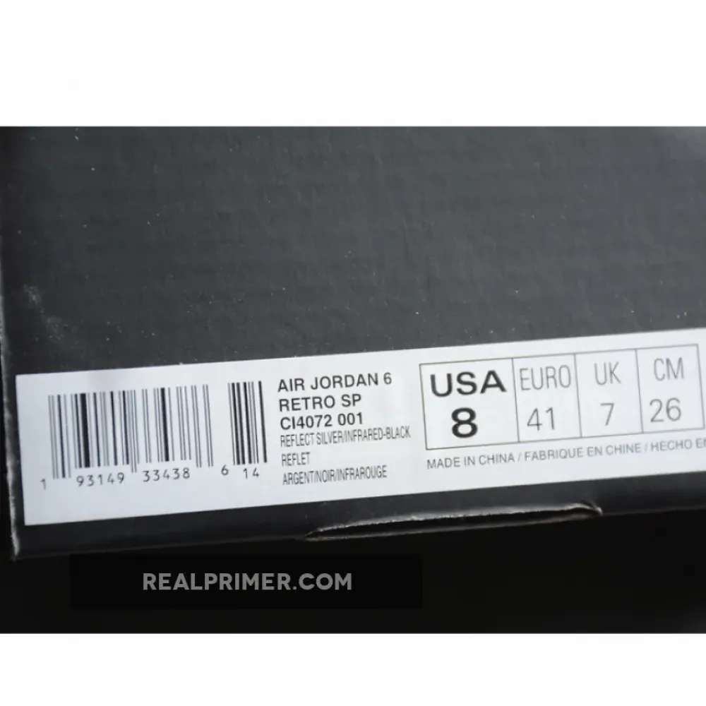 CJ AIR JORDAN 6 RETRO SP A CHAMPION REFLECT SILVER/INFRARED-BLACK CI4072-001