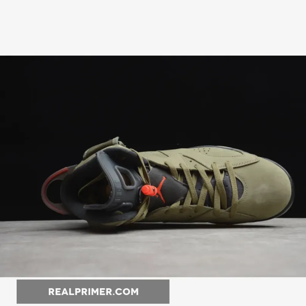 CJ TRAVIS SCOTT X AIR JORDAN 6 MEDIUM OLIVE/BLACK/RED CN1084-200