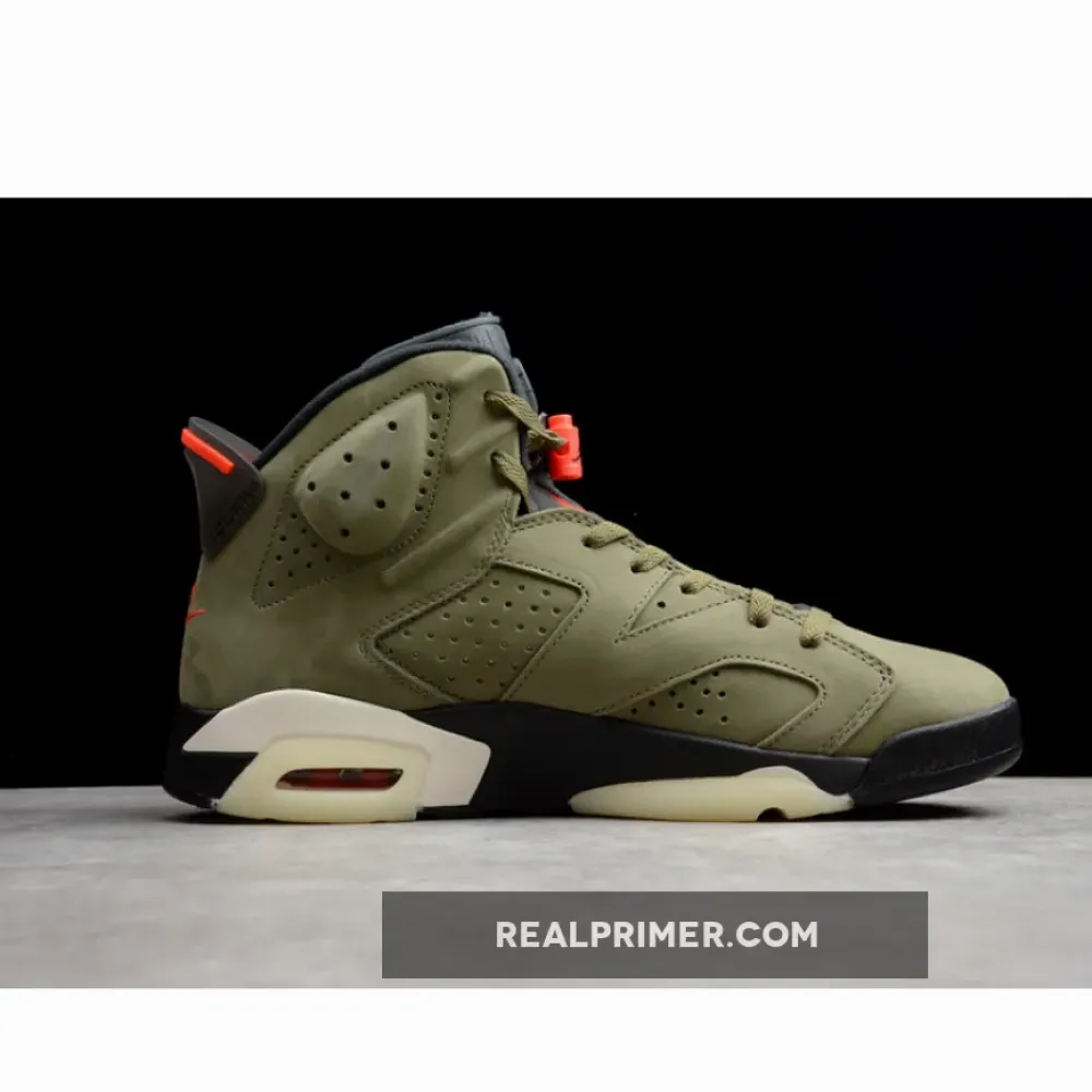 CJ TRAVIS SCOTT X AIR JORDAN 6 MEDIUM OLIVE/BLACK/RED CN1084-200
