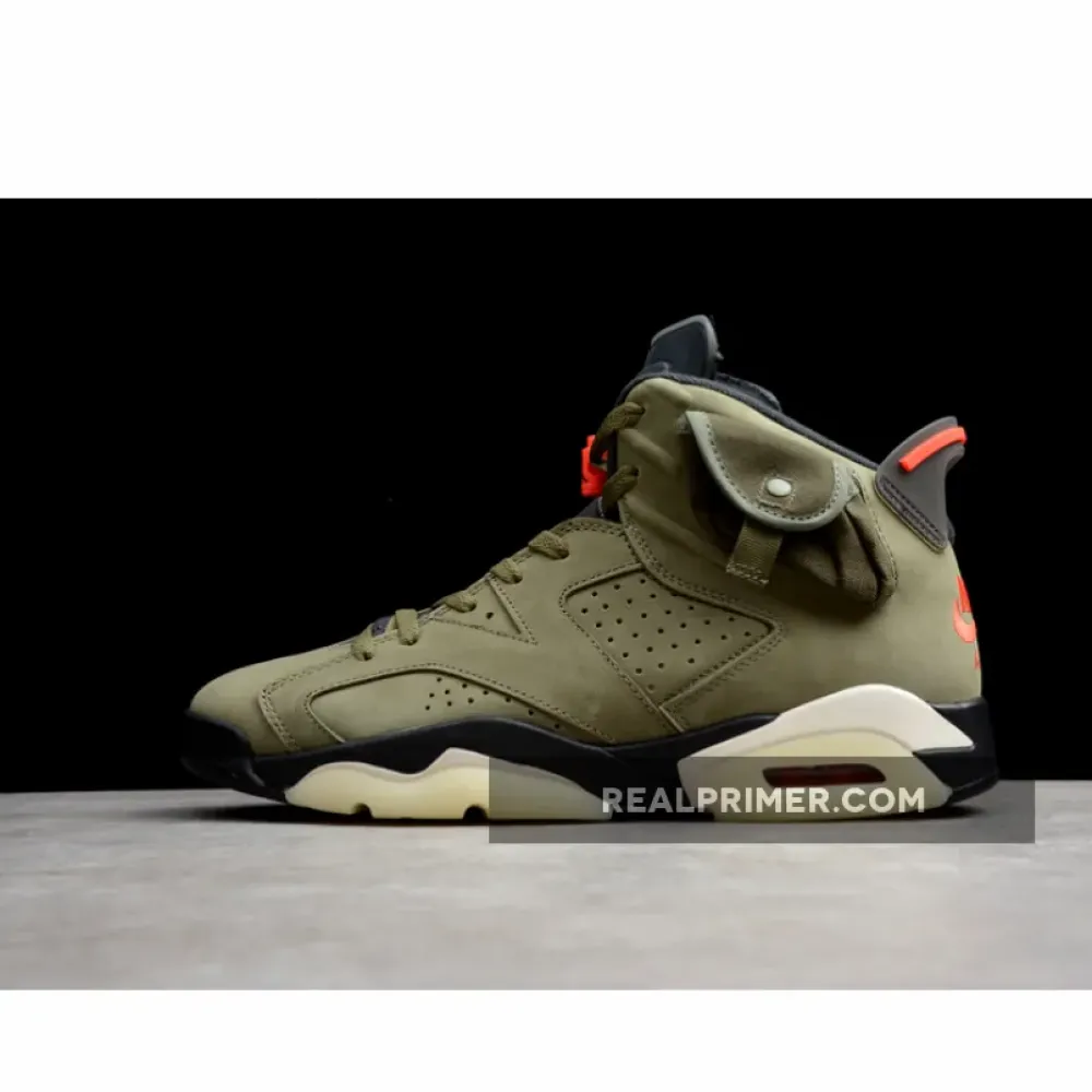 CJ TRAVIS SCOTT X AIR JORDAN 6 MEDIUM OLIVE/BLACK/RED CN1084-200