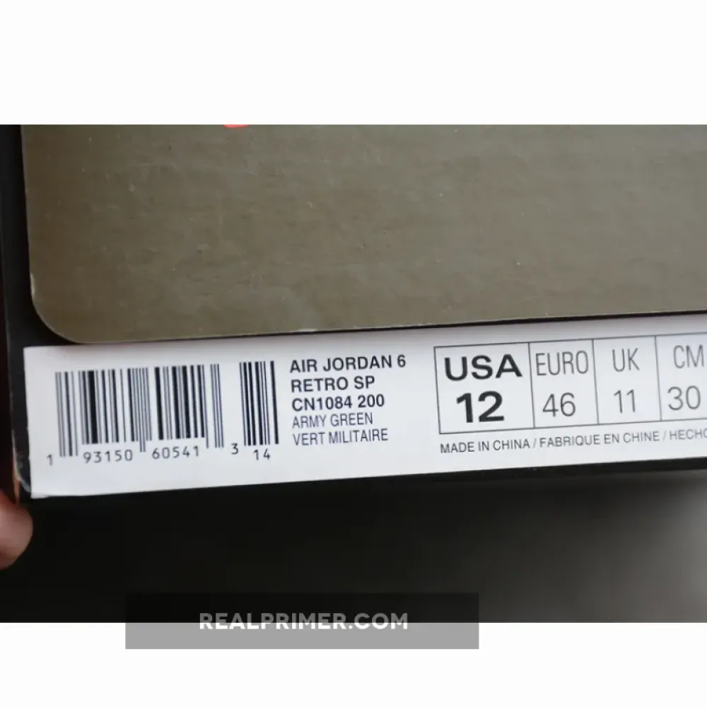 CJ TRAVIS SCOTT X AIR JORDAN 6 MEDIUM OLIVE/BLACK/RED CN1084-200