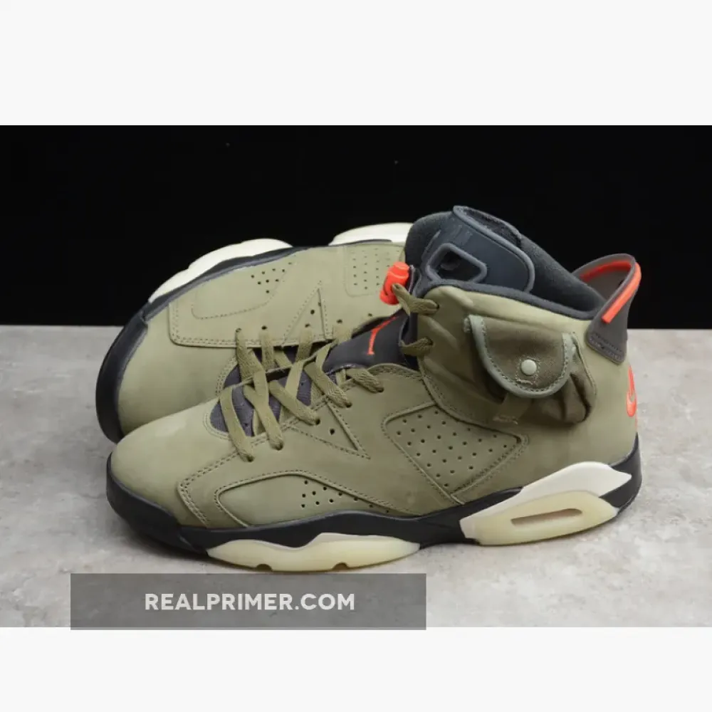 CJ TRAVIS SCOTT X AIR JORDAN 6 MEDIUM OLIVE/BLACK/RED CN1084-200
