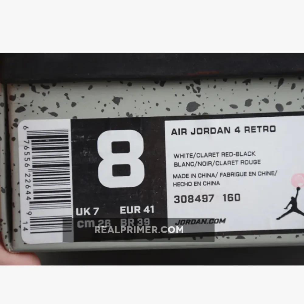 AIR JORDAN 4 RETRO FIRE RED WHITE/CLARET RED-BLACK 84-82-93