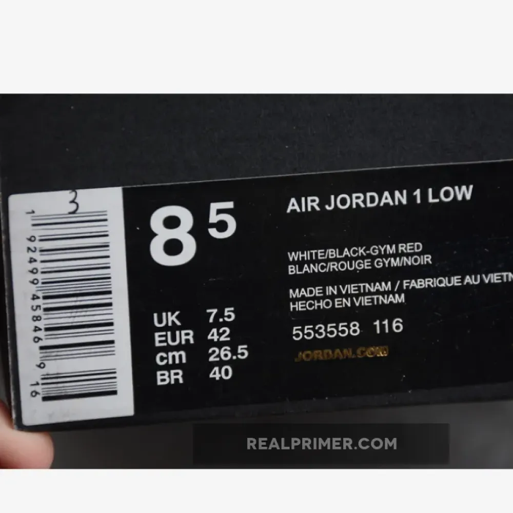 AIR JORDAN 1 LOW BLACK TOE WHITE/BLACK-GYM RED 1.1-110