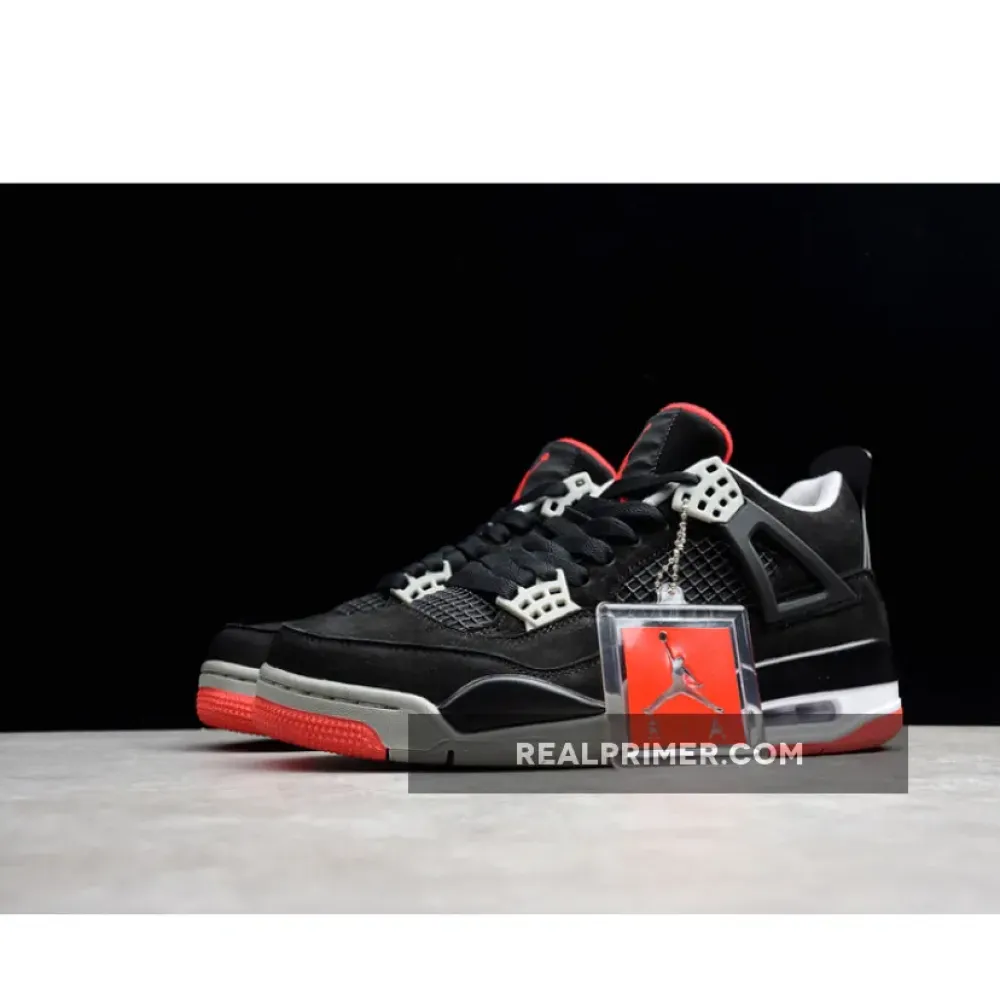 AIR JORDAN 4 RETRO BRED BLACK/CEMENT GREY-FIRE RED OG00218
