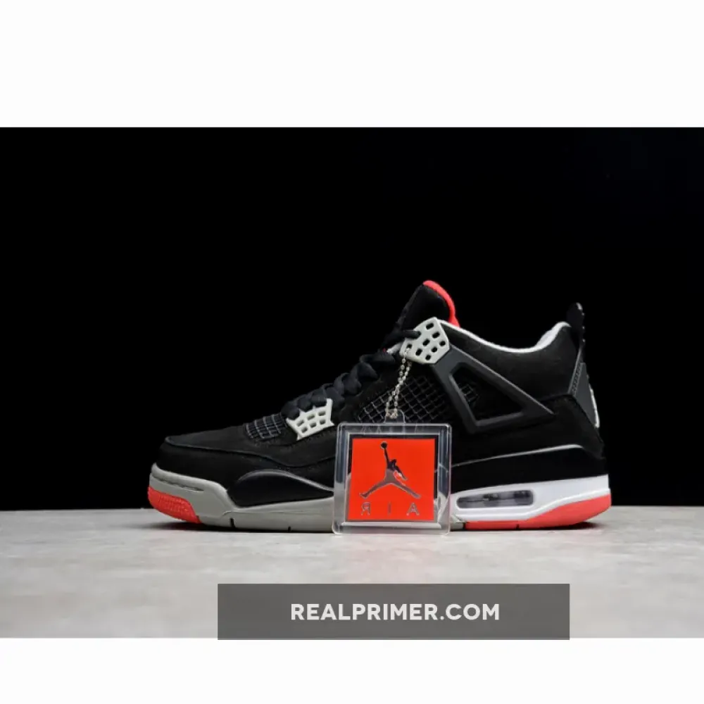 AIR JORDAN 4 RETRO BRED BLACK/CEMENT GREY-FIRE RED OG00218