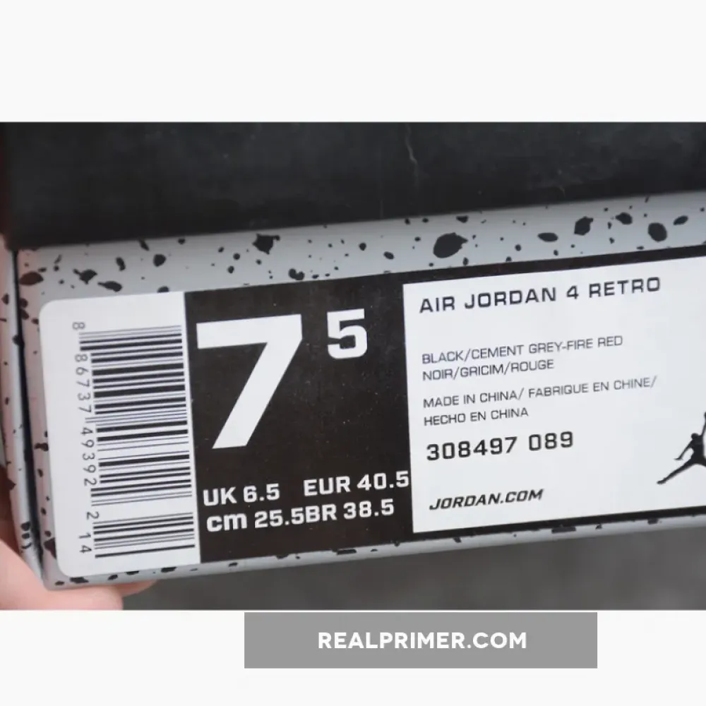 AIR JORDAN 4 RETRO BRED BLACK/CEMENT GREY-FIRE RED OG00218