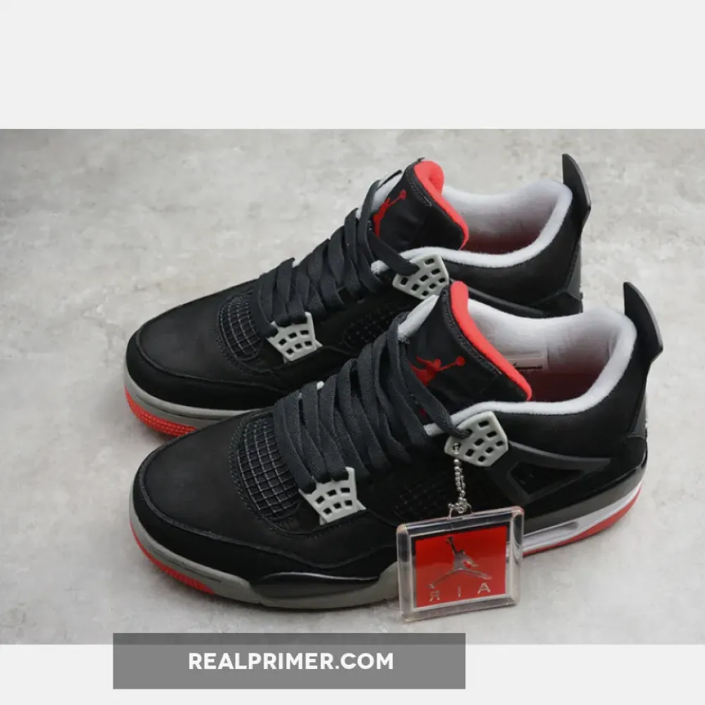 AIR JORDAN 4 RETRO BRED BLACK/CEMENT GREY-FIRE RED OG00218