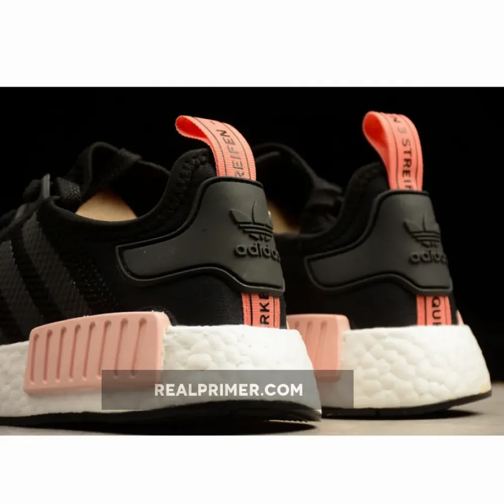 NMD R1 BOOST SYNTHETICS WMNS CORE BLACK/PEACH PINK S75234