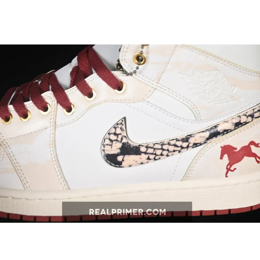 AIR JORDAN 1 MID AJ1 CASUAL SNEAKERS WINE RED/WHITE DQ8426-105