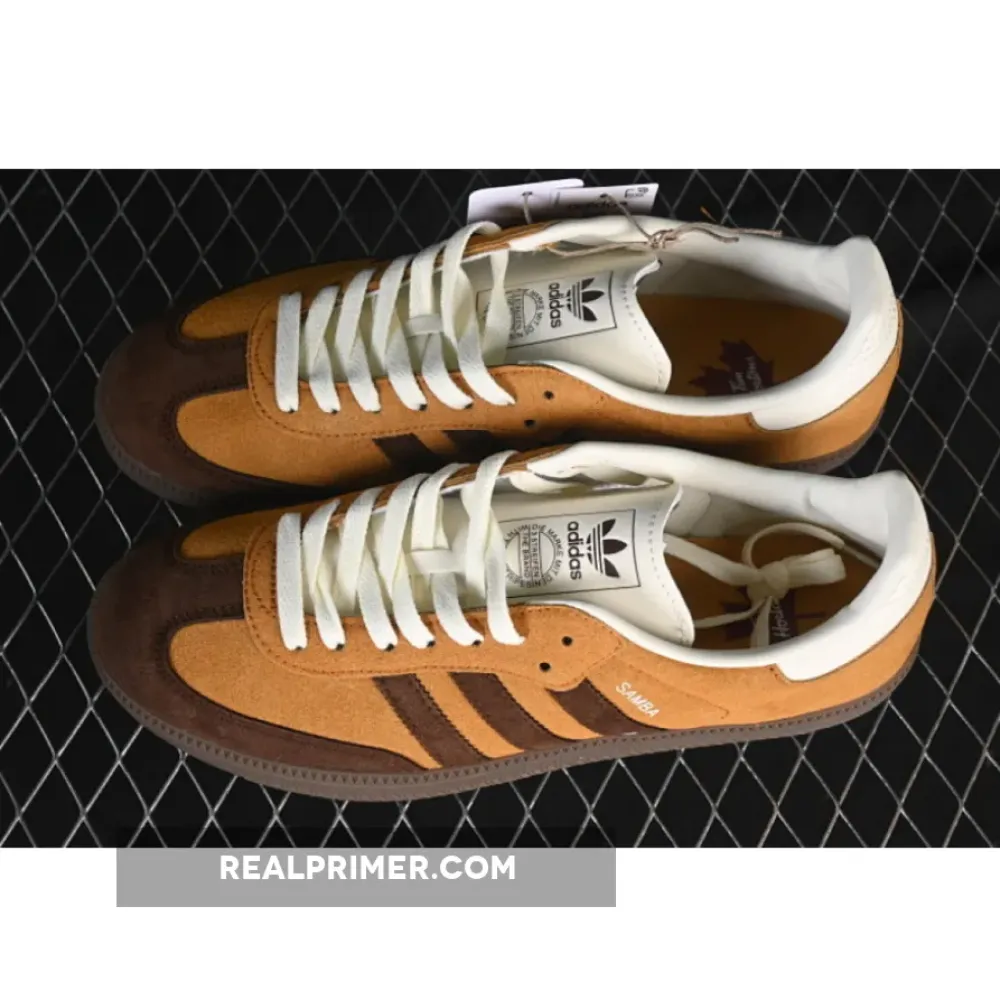 SAMBA CLOVER CASUAL BOARD SHOES KHAKI/COFFEE/WHITE JI3288