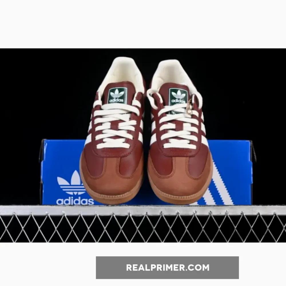 SAMBA OG CLOVER CASUAL BOARD SHOES KHAKI/WINE RED/WHITE JR0892
