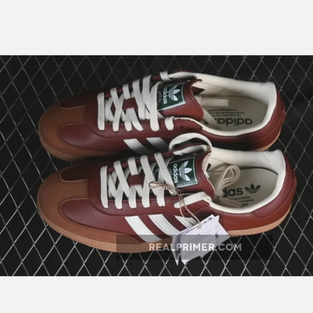 SAMBA OG CLOVER CASUAL BOARD SHOES KHAKI/WINE RED/WHITE JR0892
