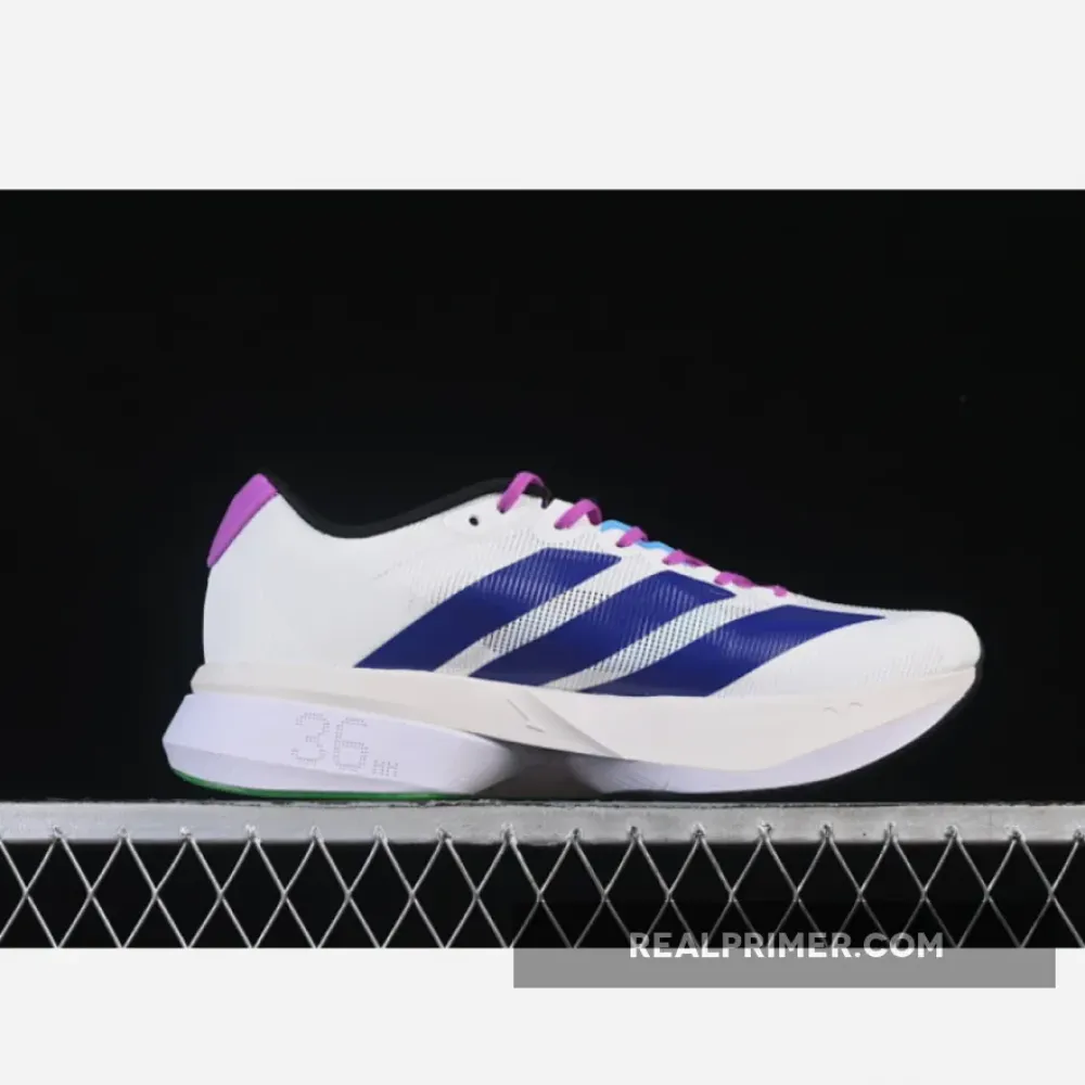 ADIZERO BOSTON 13 WHITE/NAVY BLUE/PURPLE JS4953